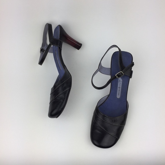 Lisa Nading | Black Leather Strappy Heels - Picture 3 of 8